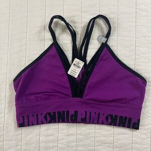 PINK Victoria's Secret Women's Purple Sports Strappy Bralette Bra Large NWT